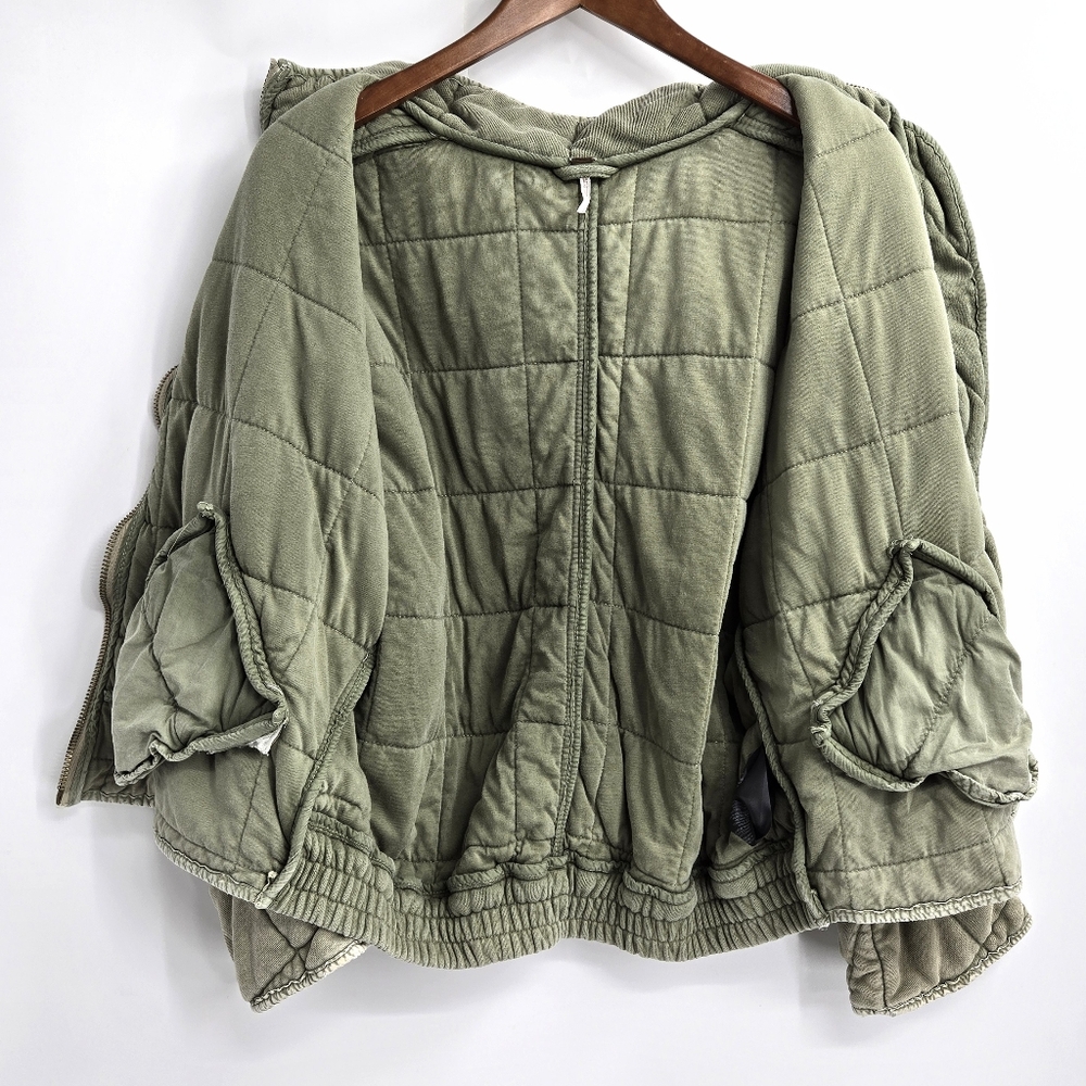 Free People Dolman Jacket Sage Quilted Cotton Bomber - Picture 15 of 16